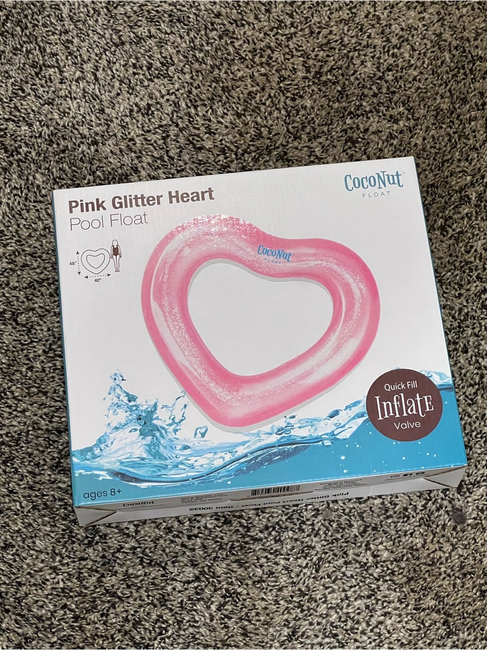 Pink Glitter Heart Shaped Pool Float